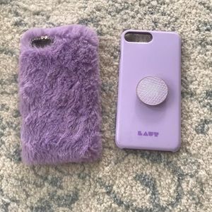 Purple iPhone 7 Plus phone case bundle